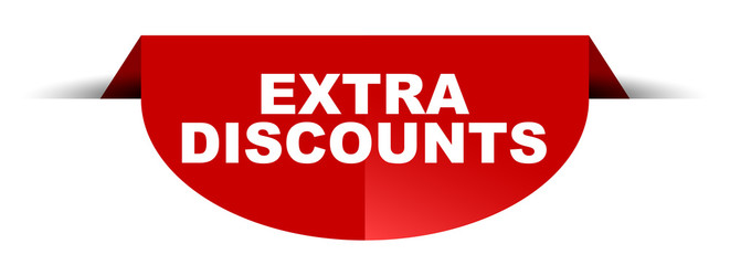 red vector round banner extra discounts
