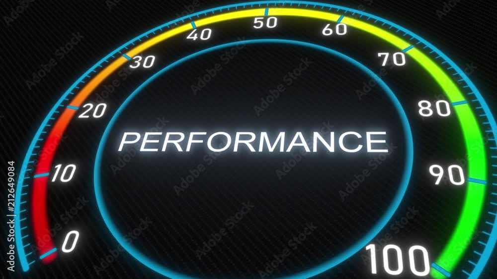 Poster performance futuristic meter or indicator. conceptual 3d animation