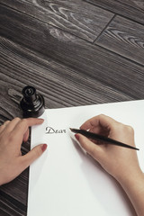 Beginning of a letter Starting with a dear heading to send a message