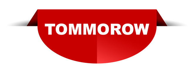red vector round banner tommorow
