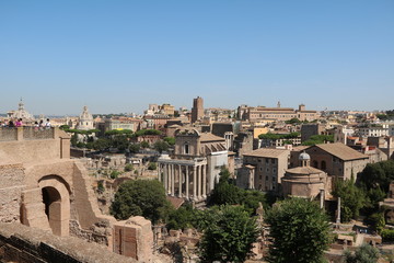 Fototapeta na wymiar View to Forum Romanum in Rome, Italy