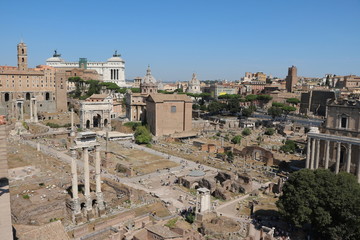 Fototapeta na wymiar Aerial view of Forum Romanum in Rome, Italy