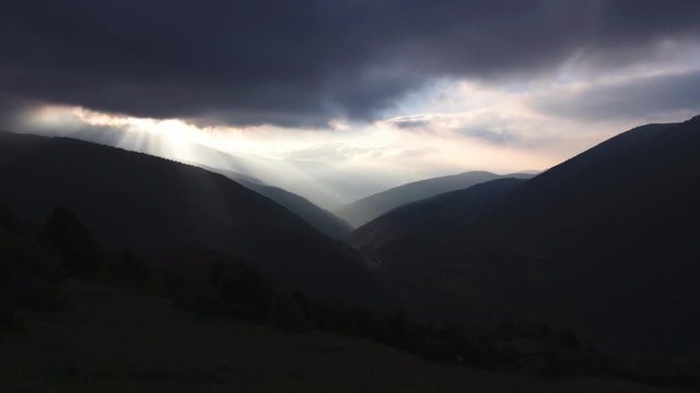 Time Lapse, Lightstreaks At Sunrise At Serra De Montgrony,  Pyrenees, Spain - graded Version