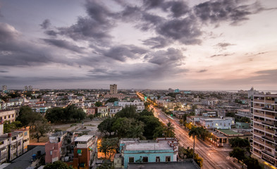 HAVANA - APRIL 12 2014- Appearence of Vedado neighborhood, Havana, on 2014 seen from Hermanas...