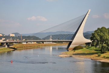 Mariansky Bridge over Elbe river in Usti nad Labem. Czech Republic