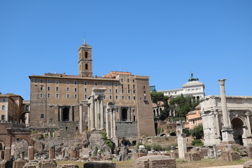 Tabularium, Arch of Septimius Severus, Temple of Saturn in Forum Romanum, Italy