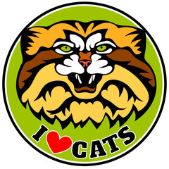 Obraz premium Vector illustration of cat head color version. Tattoo style