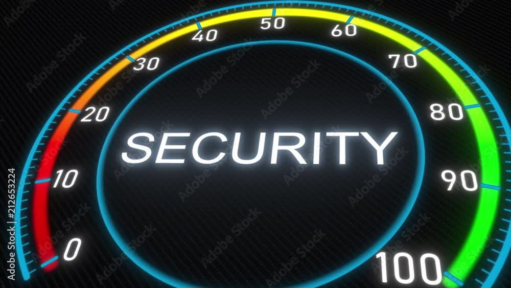 Poster security futuristic meter or indicator. conceptual 3d animation