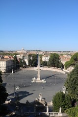 Fototapeta premium Piazza del Popolo seen from the Pincio, towards St. Peter's Basilica in Rome, Italy