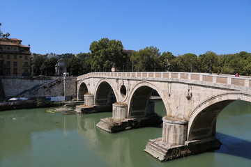 Naklejka premium Ponte Sisto nearby Tiber Island over the river Tiber in Rome, Italy