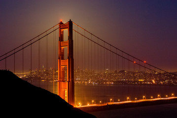 Golden Gate Bridge on a bright evening