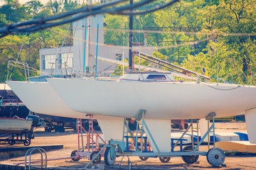 The yacht is parked in the roadstead and ready for travel