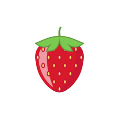 Strawberry with leaf vector icon. Strawberry icon clipart. Strawberry cartoon. 