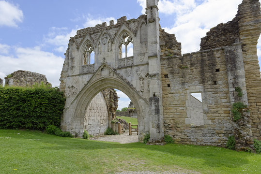 Entry gatehouse to the ruins of Kirkham Priory, which is located on the banks of the River Derwent in Kirkham, North Yorkshire, England