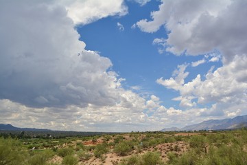 Monsoon Season Tucson Arizona Clouds Sky Mountains Rain Desert
