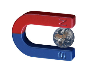 Magnet and earth. Elements of this image furnished by NASA