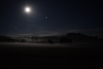 Midnigth fog over thehills