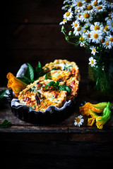 SQUASH BLOSSOM TART.style rustic
