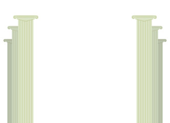 Roman classical gray columns two groups left and right framing decor frame education isolated on white background vector illustration