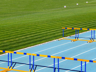 sports barrier on the treadmill near the stadium