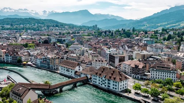 Time-lapse of Lucerne - Switzerland with the Swiss Alps in the background
