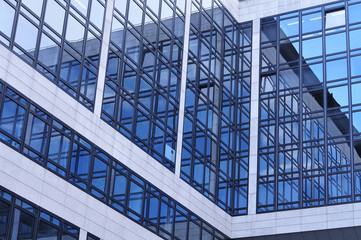 glass facade of an office building