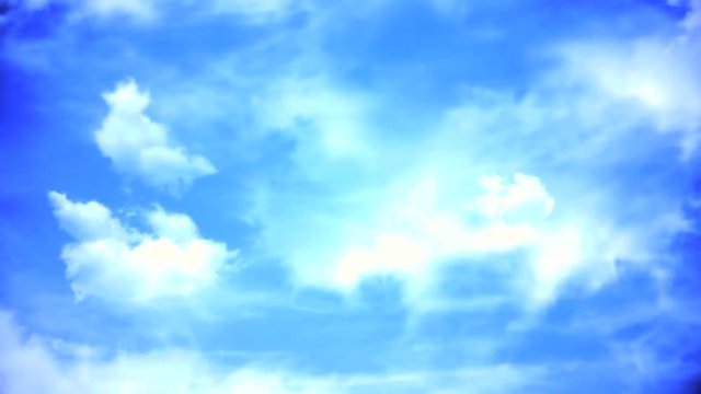 White clouds flying blue sky time lapse. Dark storm clouds are moving fast at viewer. Cumulus clouds fast flying sky timelapse. Abstract clouds flying, moving, running,