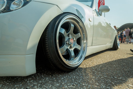 Fototapeta Moscow, Russia - June 23, 2018: JapanDays festival of japan cars - with serial and customized muscle cars