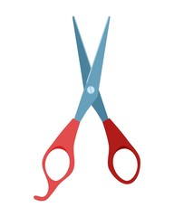  flat scissors with red handles on a white . Stock image vector
