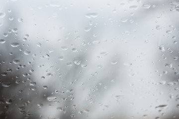 Looking out the window - only the water drops in focus