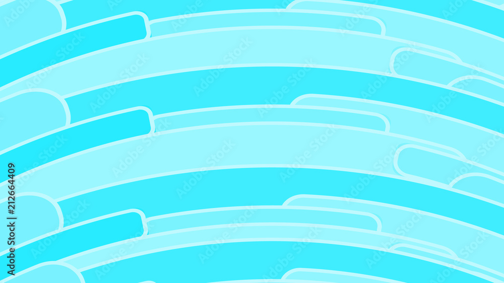 Poster simple background from minimalistic light blue bright geometric figures, ovals with rounded corners 