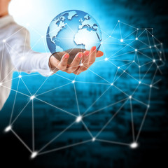 Earth from Space in hands, globe in hands Best Internet Concept of global business from concepts series. Elements of this image furnished by NASA. 3D illustration.