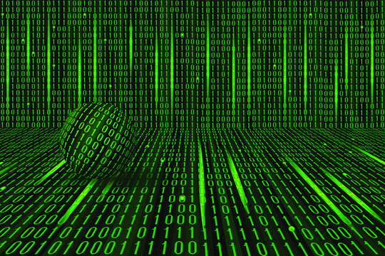 Abstract Technology Pattern. Stream of  Binary Computer Code. Computer Matrix Background. Vector. 3d Illustration
