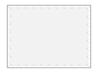 Vector realistic mockup (layout) of a blank fabric banner, advertising stand, outdoor poster, rectangular (4:3) wall streamer with metal (iron) frame. The image was created using gradient mesh EPS10.