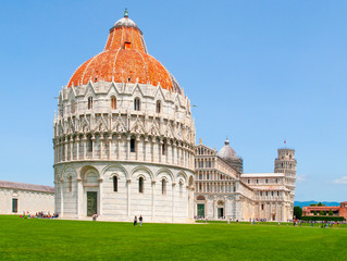 Pisa Baptistery of St. John, Battistero di San Giovanni, in Square of Miracles, Pisa, Tuscany, Italy. UNESCO World Heritage Site.