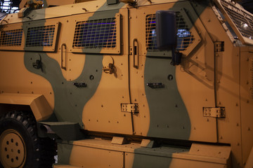 camouflage military transport vehicle