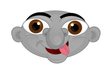 cartoon scene with face expression on white background - illustration for children