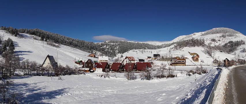Snowy landscapes in Bog&euml;, Kosovo. 