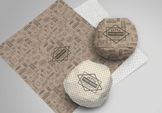 Burger Paper Wrapper Packaging Mockup