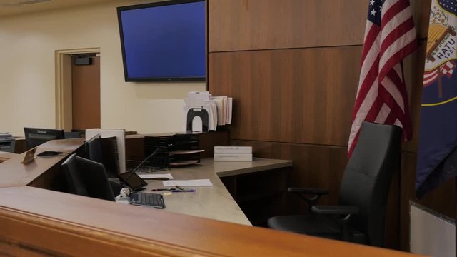 Pan Of Complete Courtroom From On The Stand.