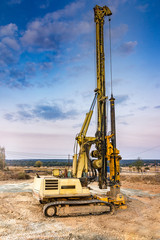 Machine for boring earth for the construction of pillars of a bridge in the province of Zamora in...