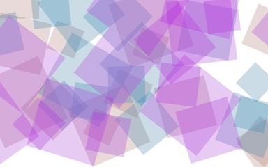 Multicolored translucent squares on white background. Red tones. 3D illustration