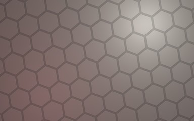 Fototapeta premium Honeycomb with color lighting, on a gray background. Perspective view on polygon look like honeycomb. Isometric geometry. 3D illustration