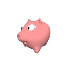 Piggy Bank 3D illustration isolate on white background.