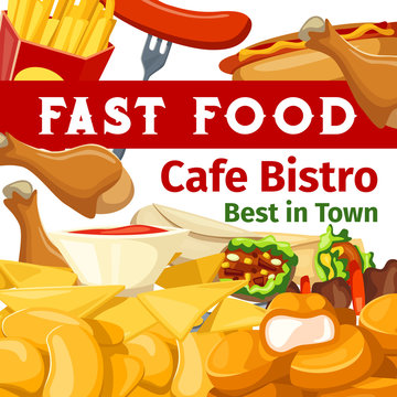 Vector poster or menu for fast food cafe bistro