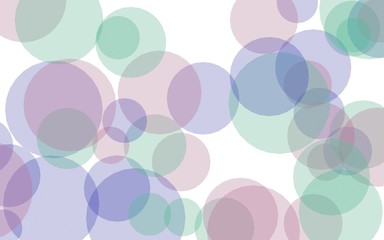 Multicolored translucent circles on a white background. Green tones. 3D illustration