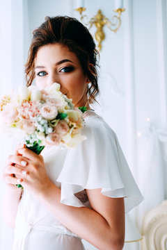 Bridal morning. Getting ready for the wedding ceremony.