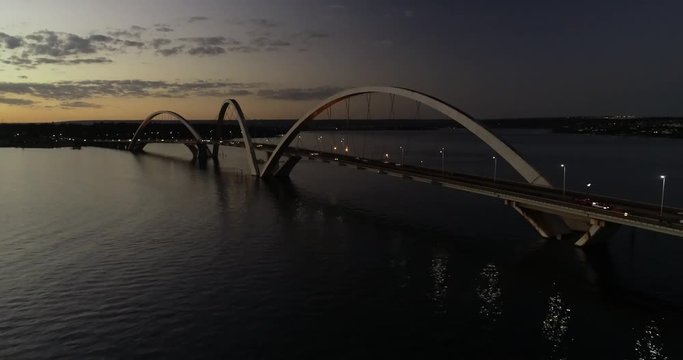 Aerial view of the JK bridge in Brasilia, Brazil