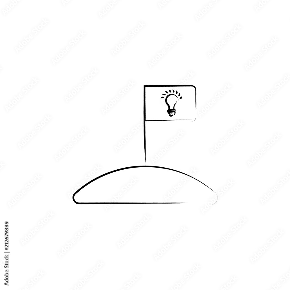 Poster flag with bulb icon. element of idea icon for mobile concept and web apps. sketch style flag with bu