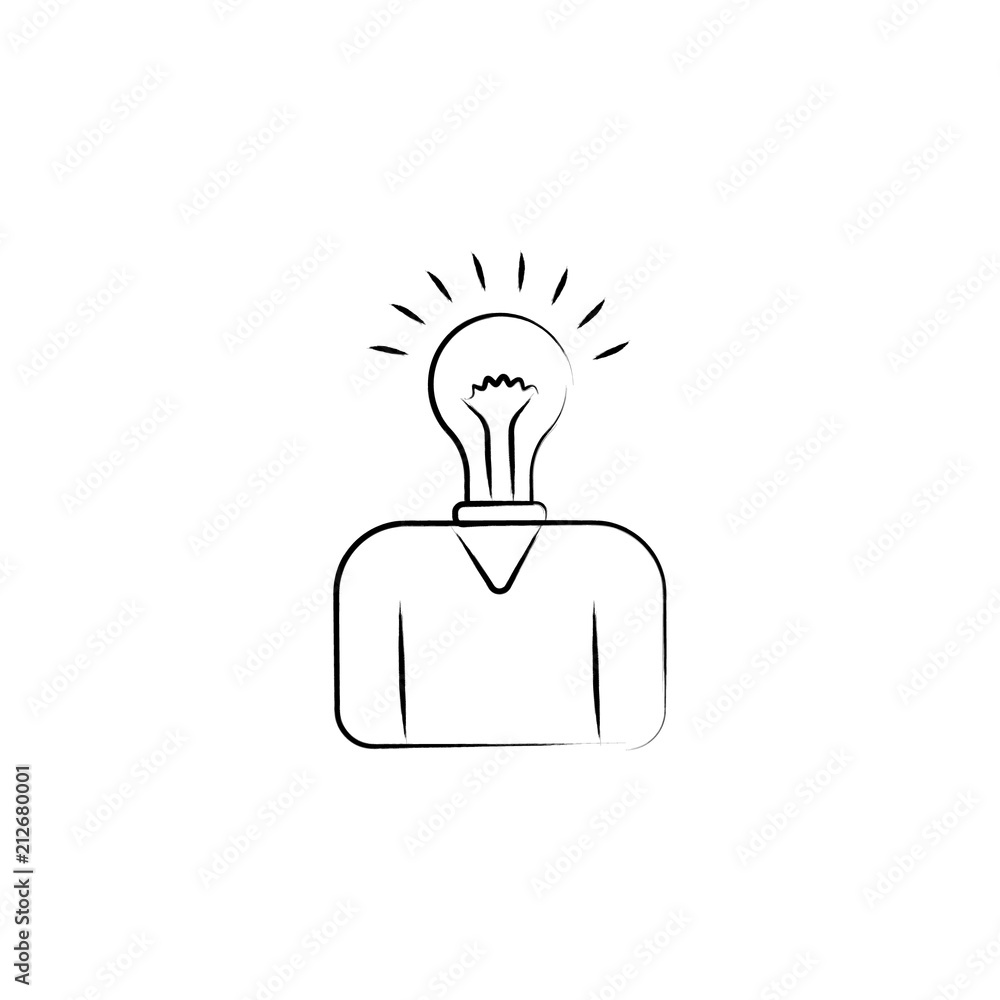 Poster head light bulb icon. element of idea icon for mobile concept and web apps. sketch style head light 